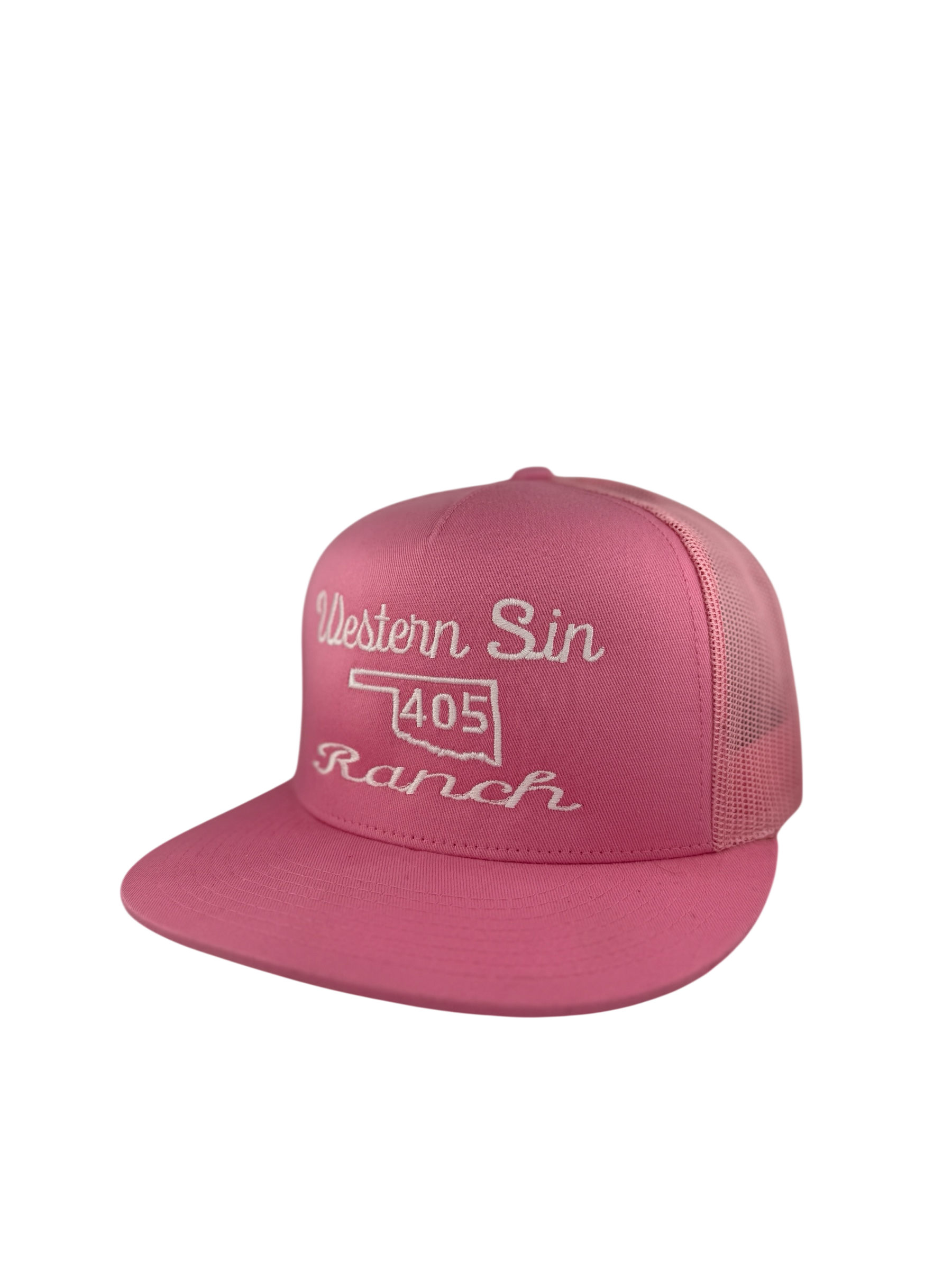Pink 405 Trucker Hat Front
