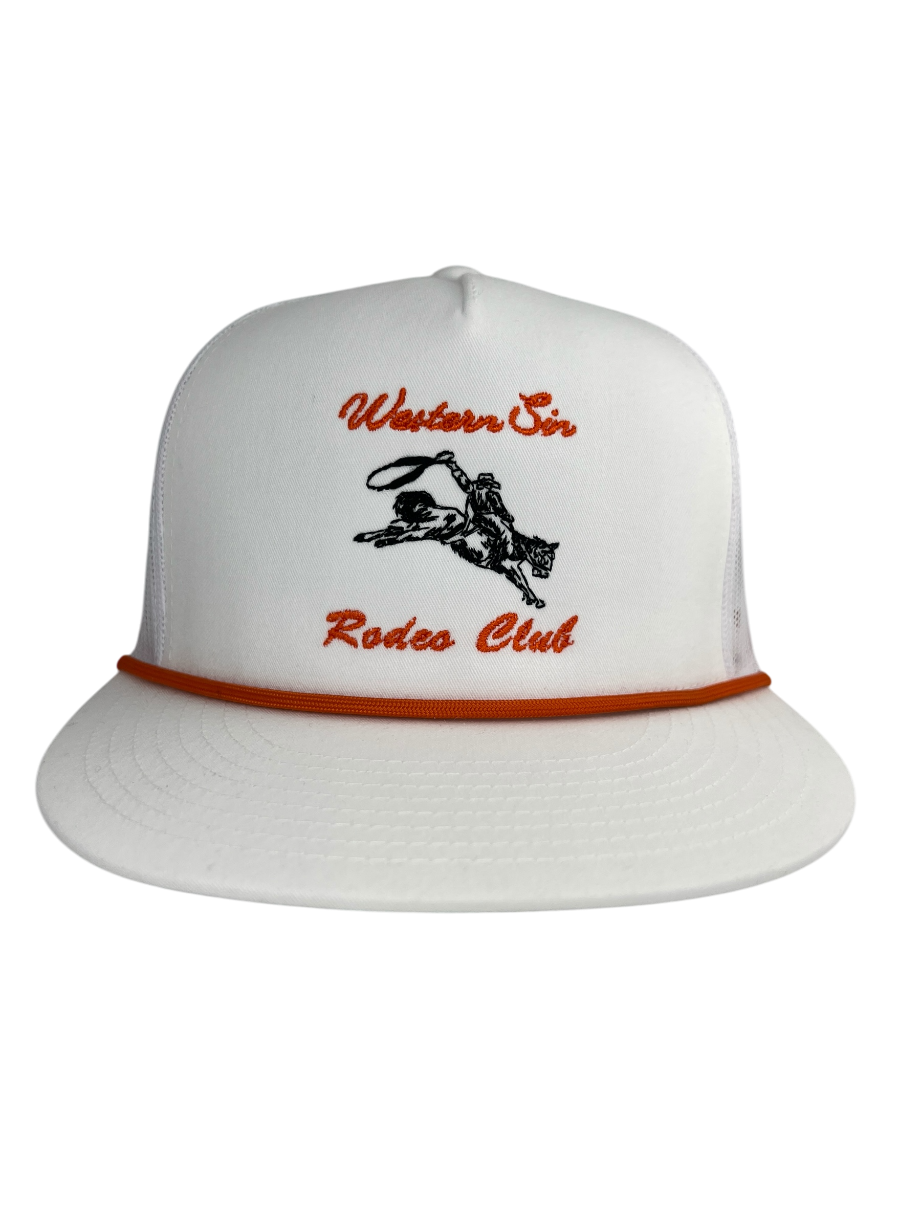 Front of White Rodeo Club Trucker Hat
