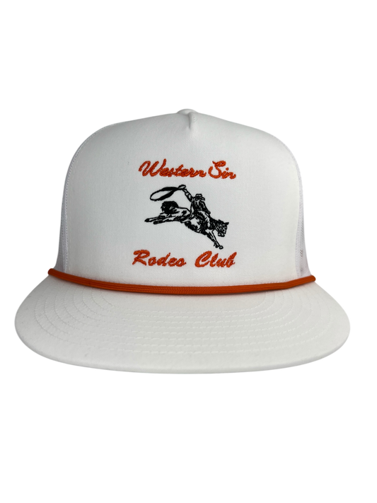 Front of White Rodeo Club Trucker Hat