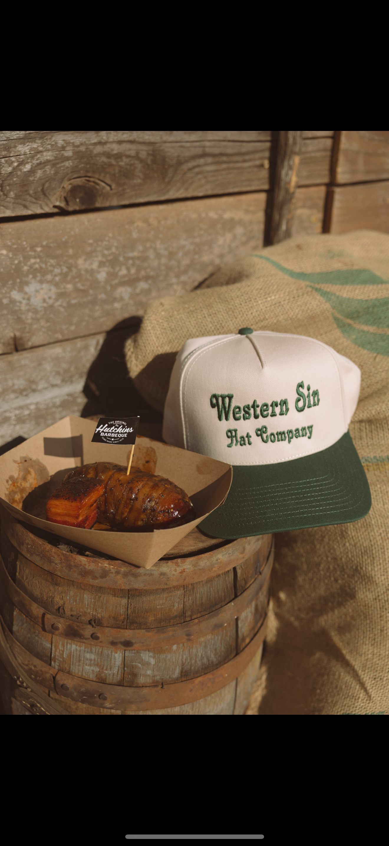 Green Dad Hat front with bbq on the side