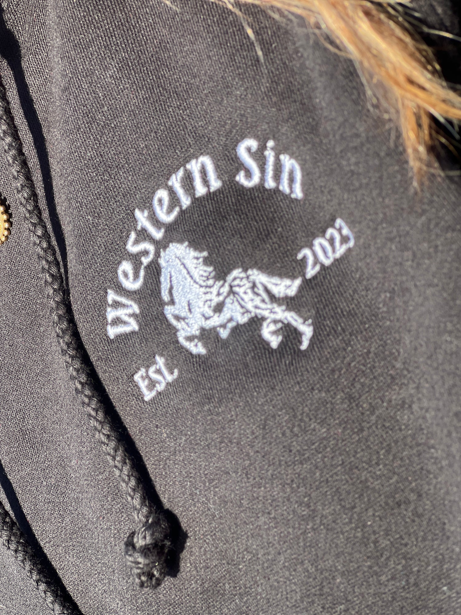 Black Horse Hoodie Embroidery