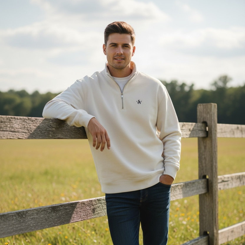Creme Lightweight Quarter Zip