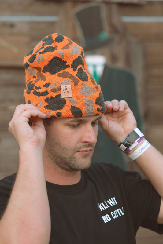 Orange Camo Beanie