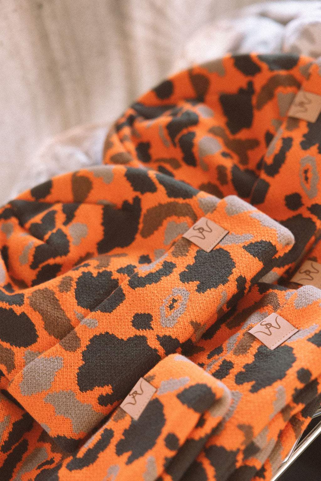 Orange Camo Beanie Front