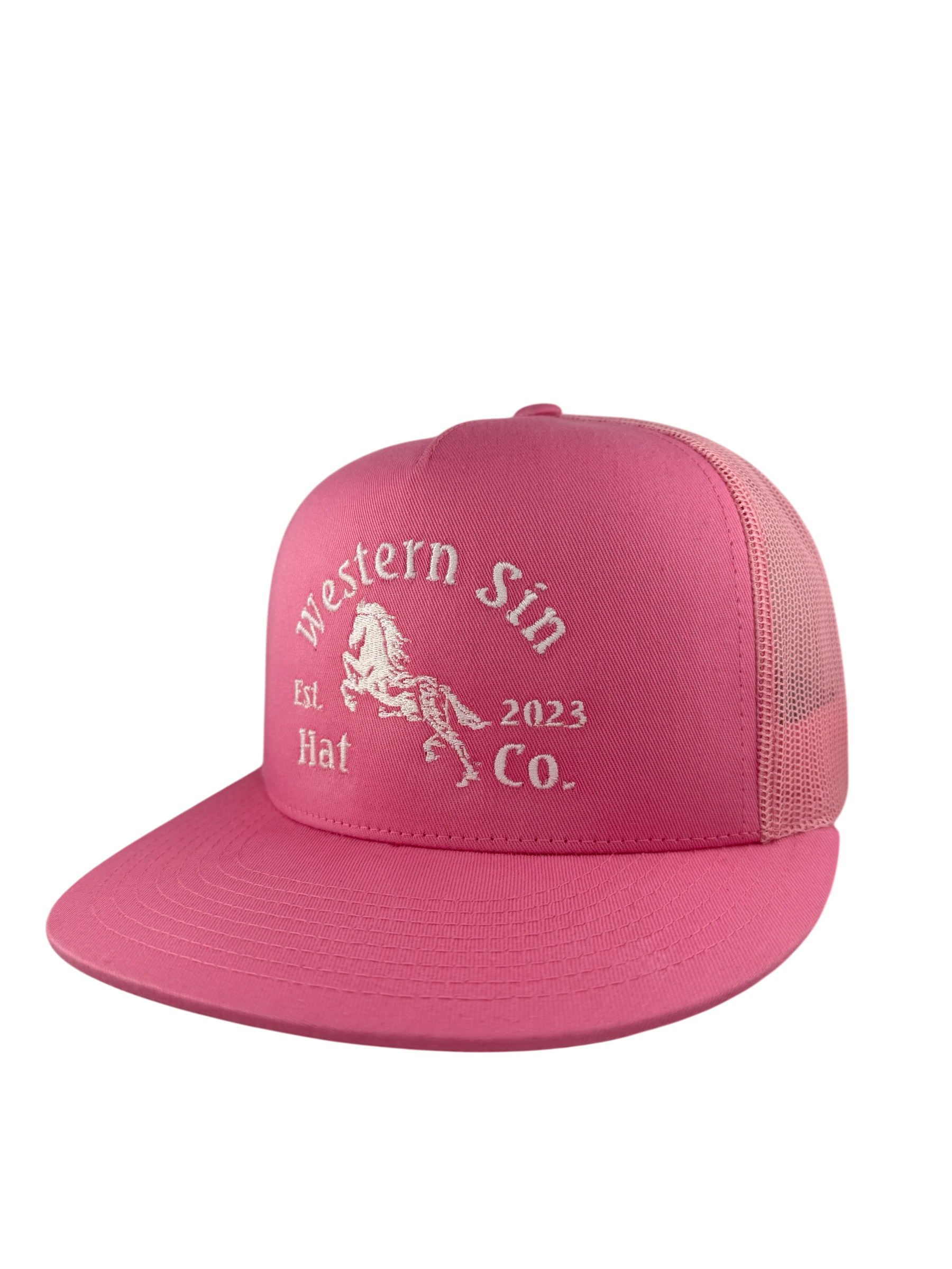 Pink Sinmaker Trucker Hat front