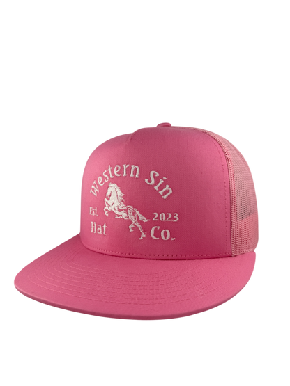Pink Sinmaker Trucker Hat front